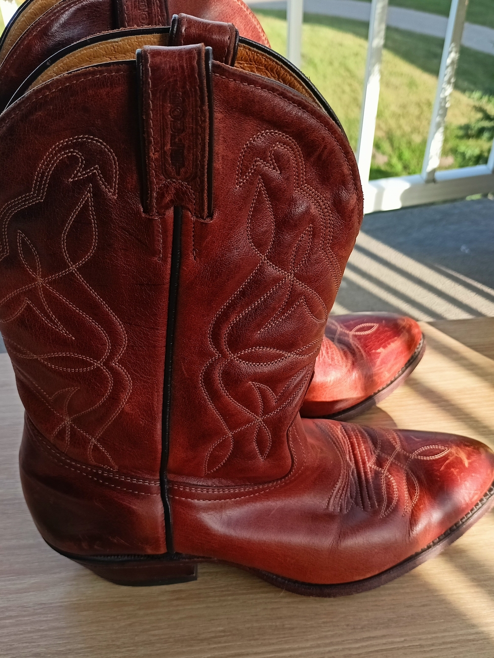 Men's Brown Leather Western Cowboy Boots Boulet